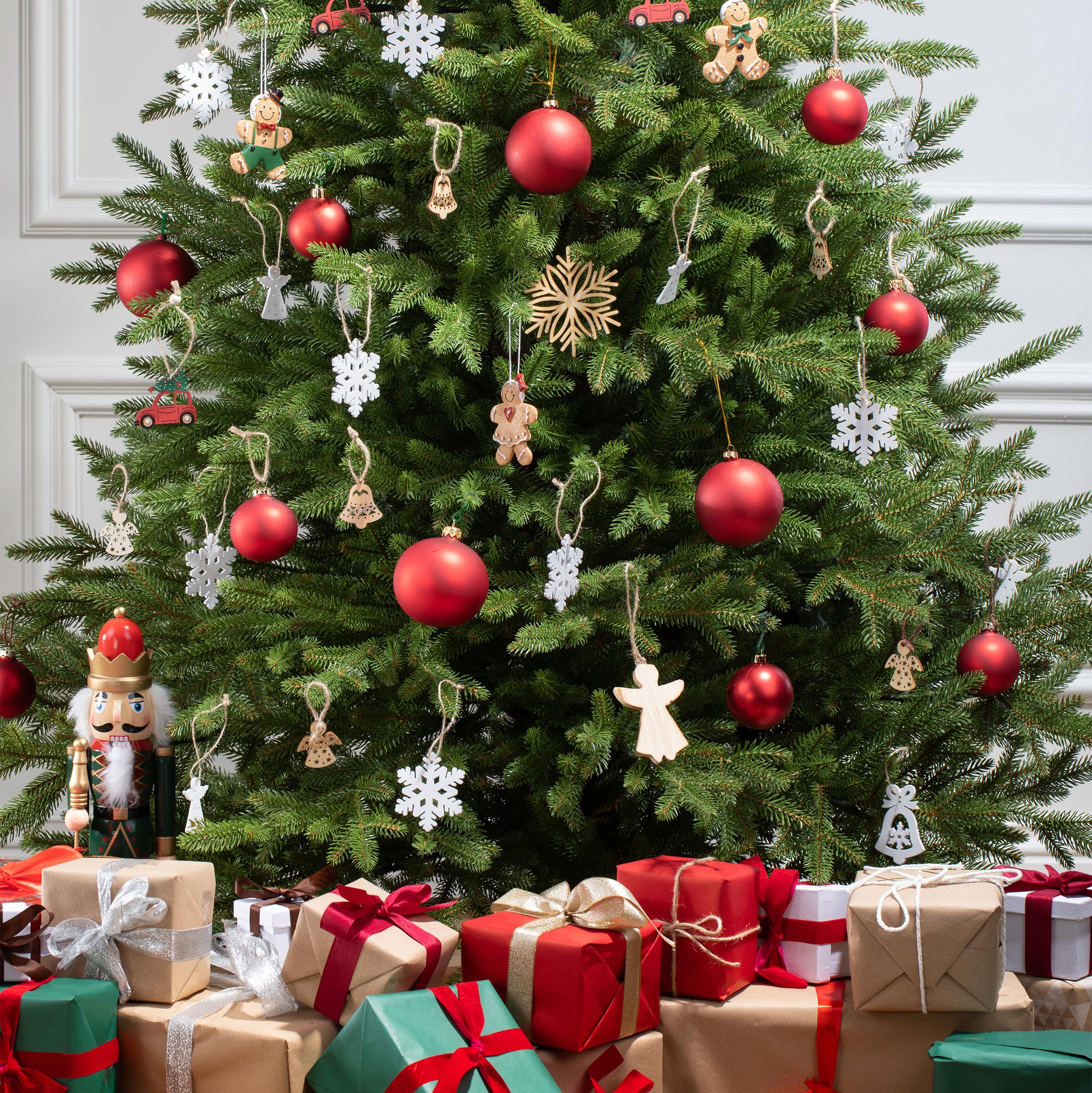 Sapin Moulé Par Injection EVERGREEN TREE® Sapin De Noël Artificiel 180 Cm - 100% Éléments Moulé Par Injection - Arbre De Noël Réaliste Avec Support En Bois à La Main, Fabriqué Dans