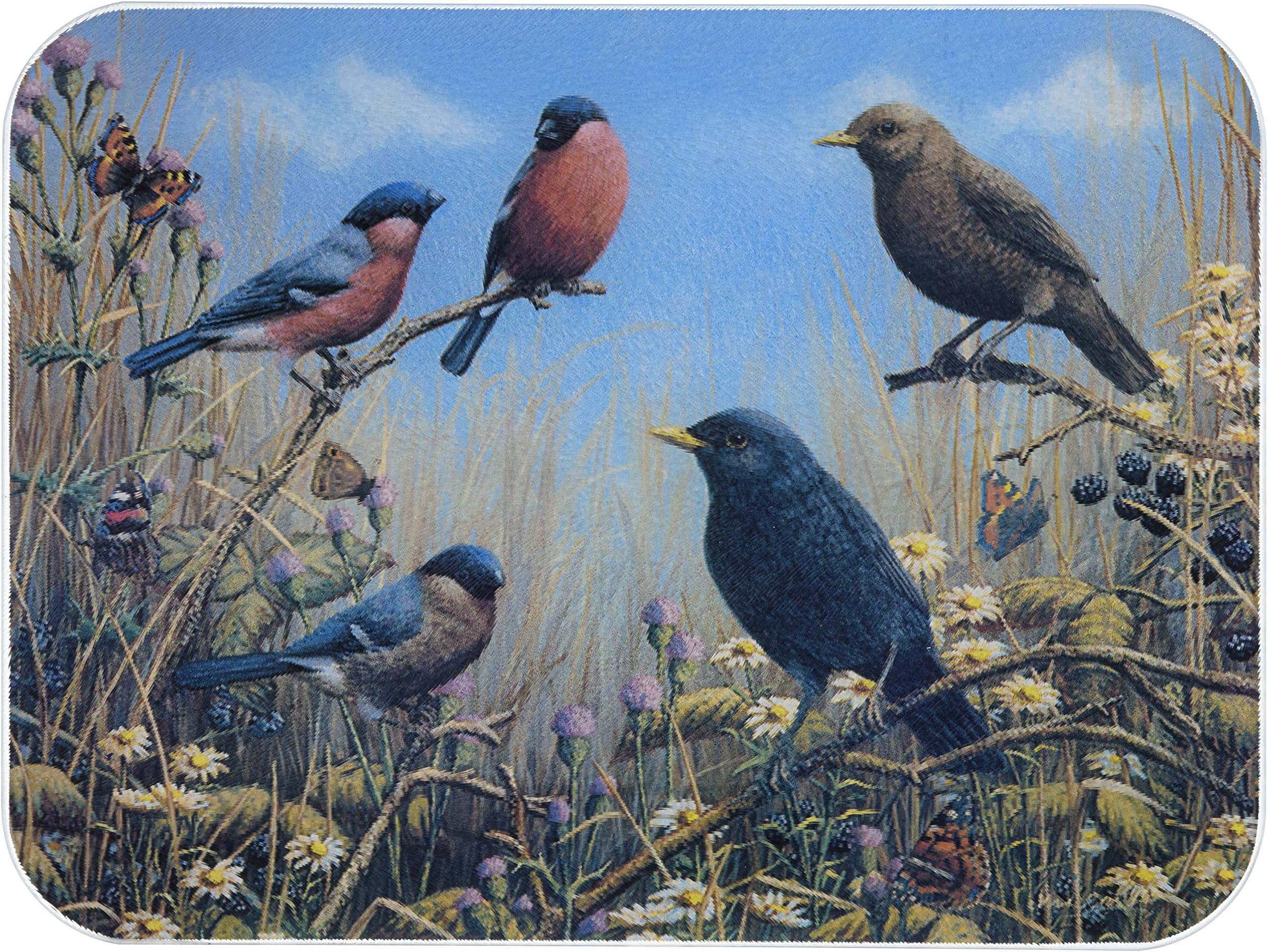 McGowan's TufTop Blackbird and Bullfinch Tempered Glass Cutting Board. 12 by 9 inches.