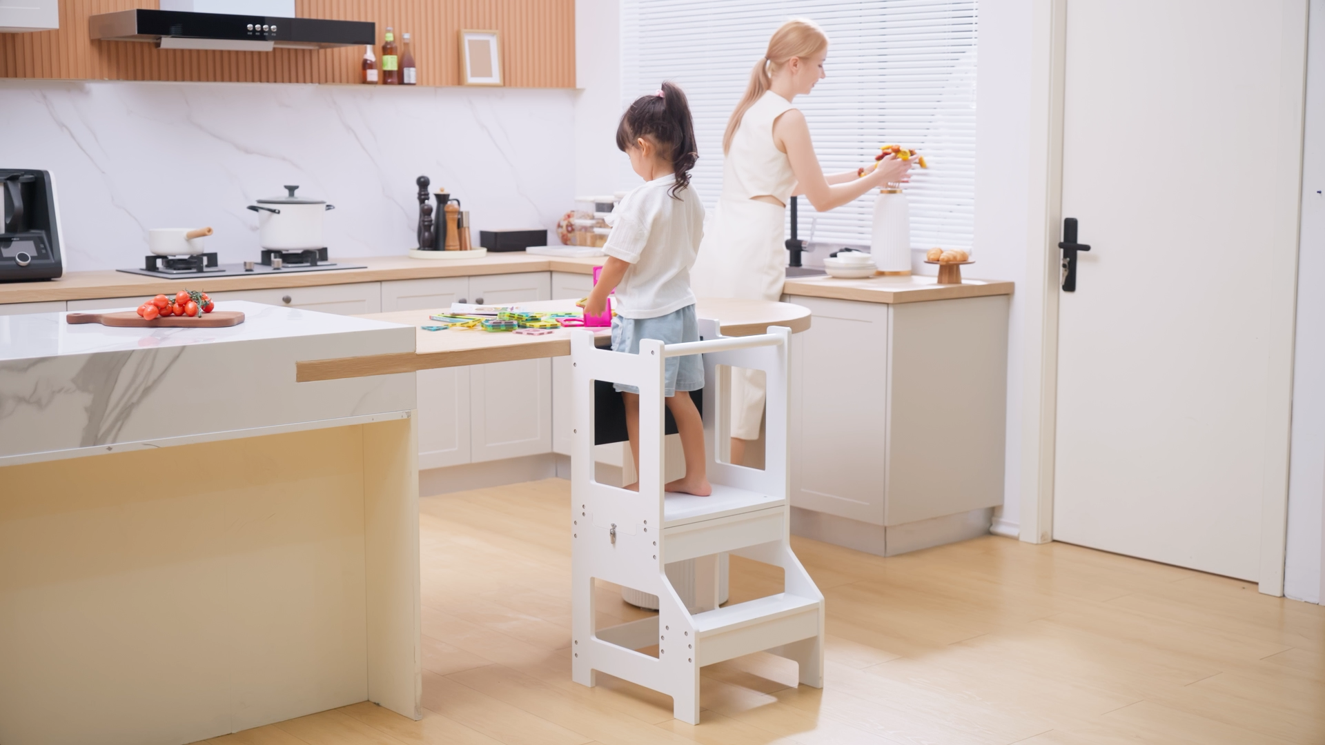 Tour D'apprentissage 3 En 1 Enfant - Tableau Noir, Tabouret, Bureau - Pour 3 à 6 Ans - Gris