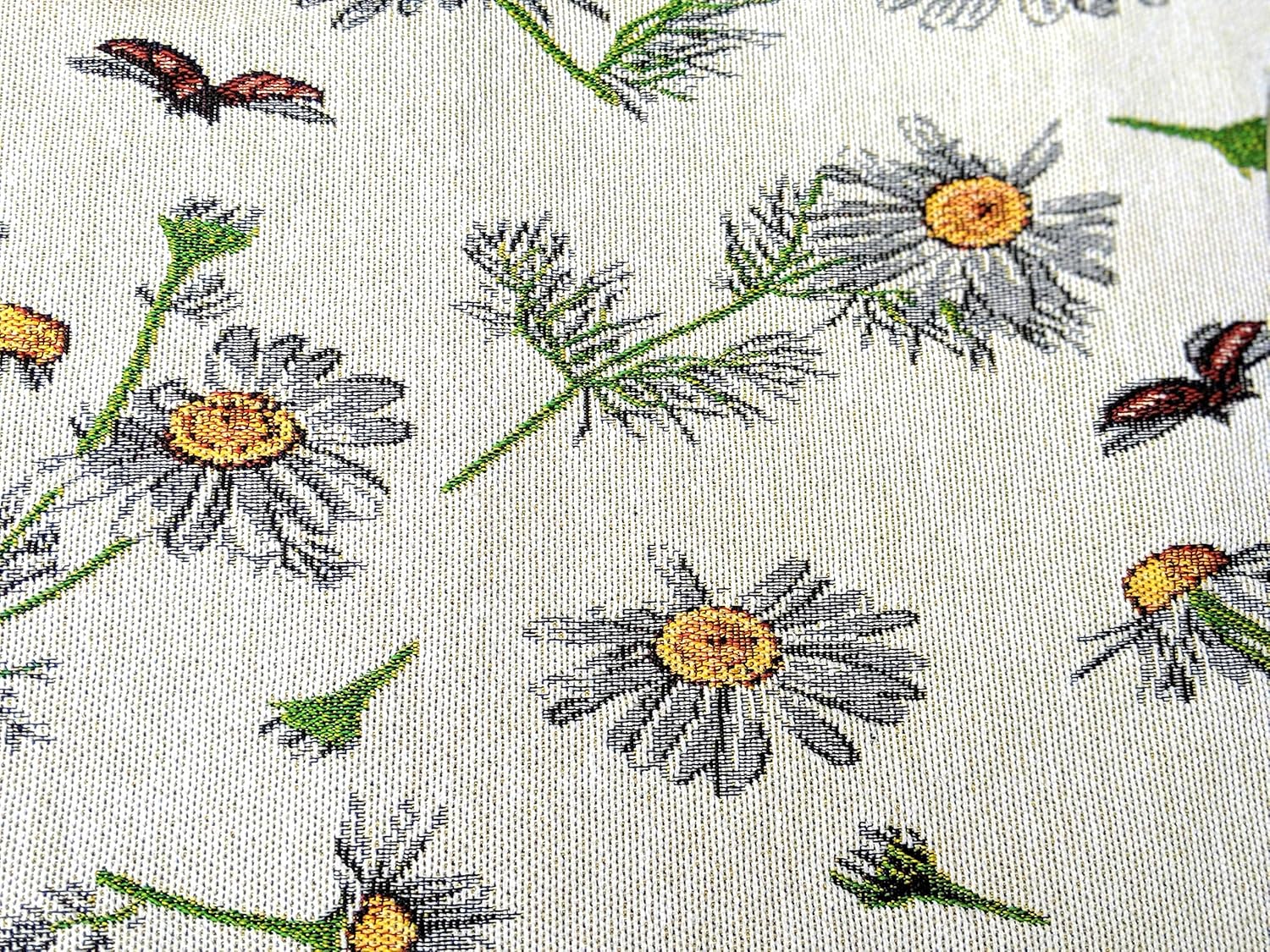 Tache Botanical Grey White Yellow Floral Daisy Chamomile Flower Long Tapestry Seasonal Kitchen Dining Table Runners 13 x 120 Daisies