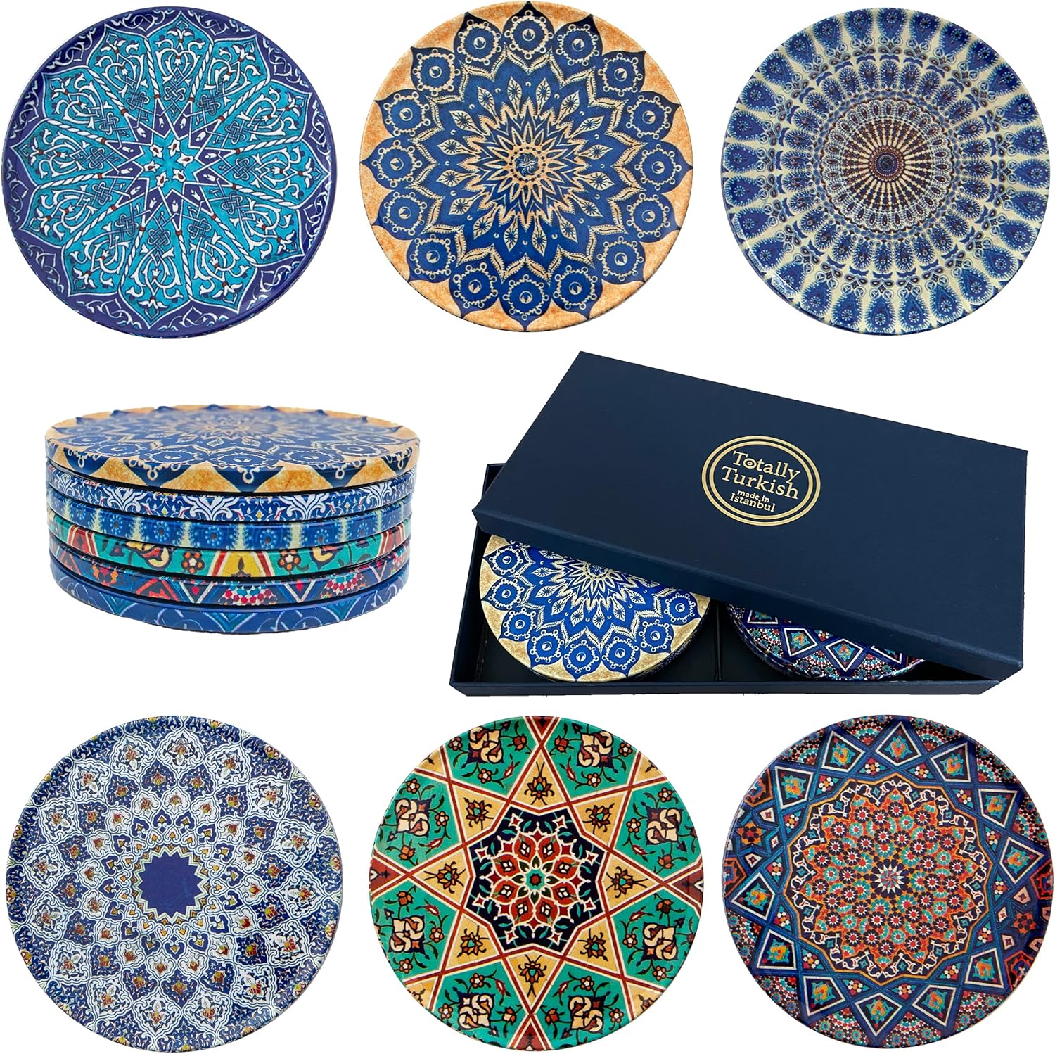 Totally Turkish Patterned Drink Coasters Set of 6 Giftable Design