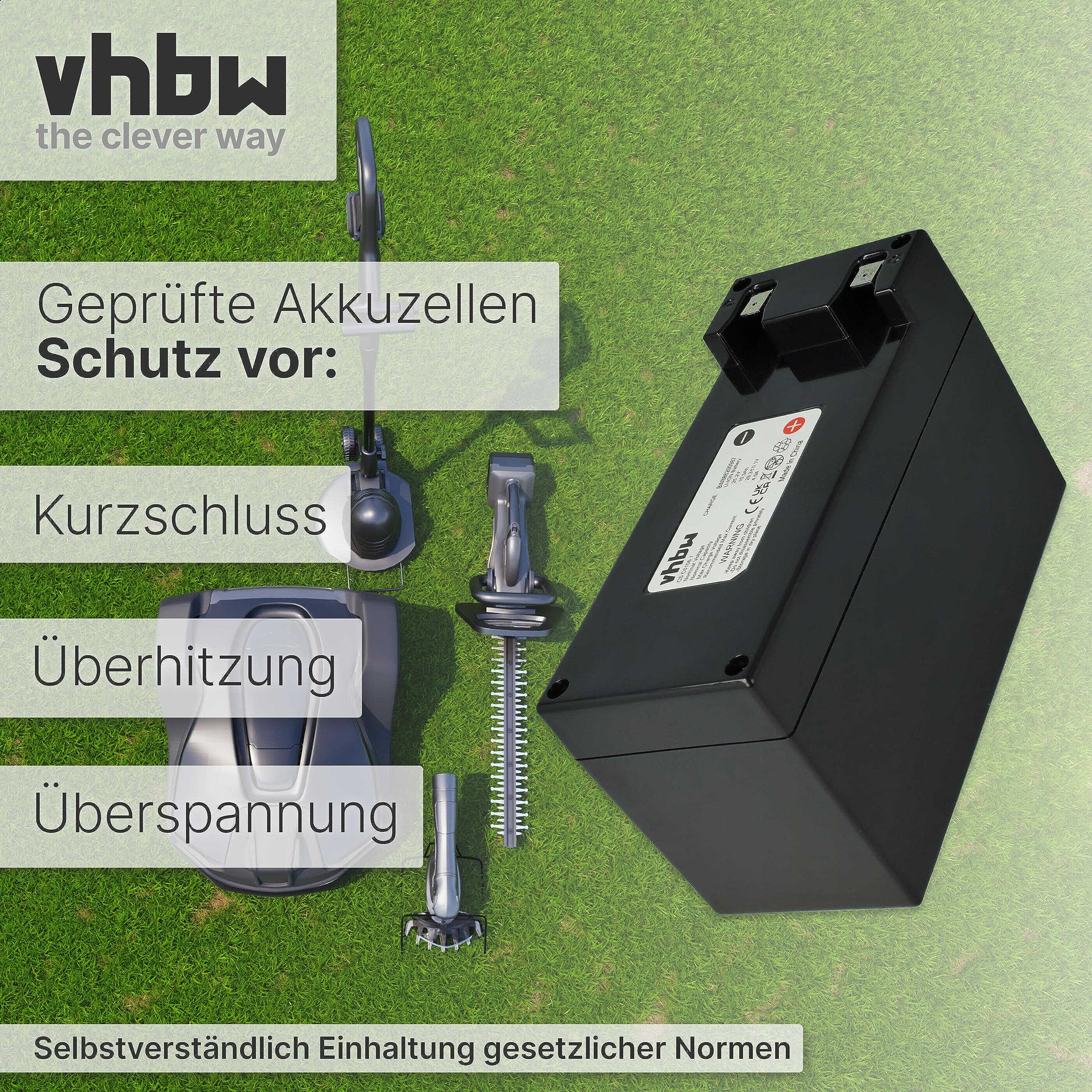 vhbw 1x Batería reemplaza Zucchetti CS-C0106-1 para cortacésped 10200mAh 25,2V Li-Ion