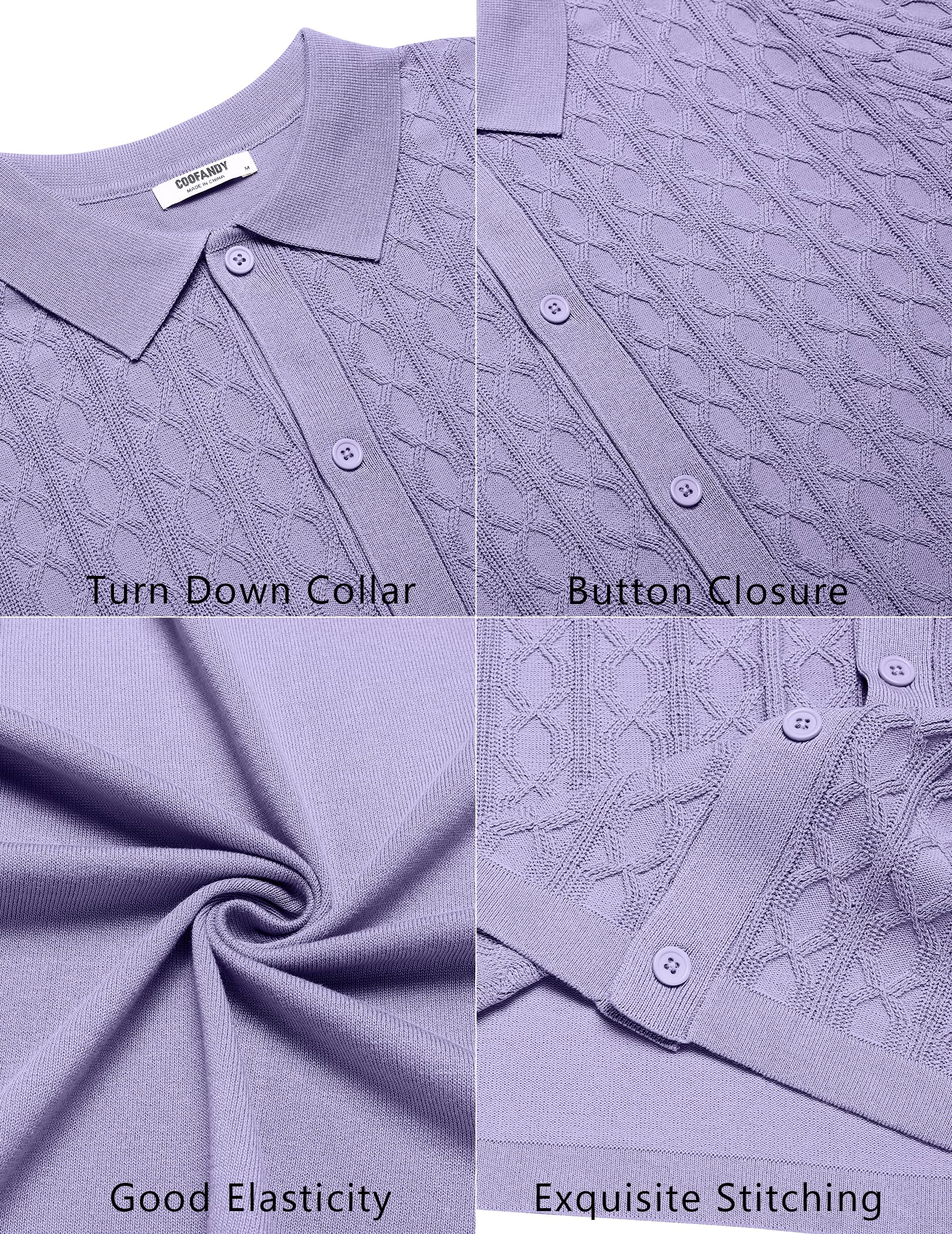 COOFANDY Chemise en tricot à manches courtes boutonnée vintage pour homme, polo décontracté pour la plage, les vacances