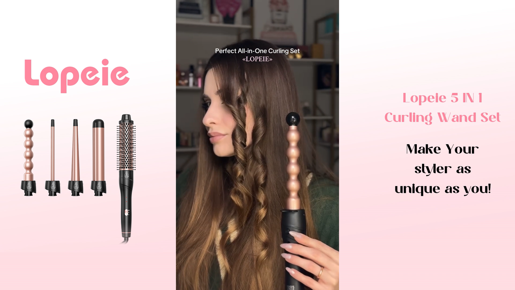 Amazon.com: Lopeie 5 in 1 Wand Curling Iron Set, Hair Styling