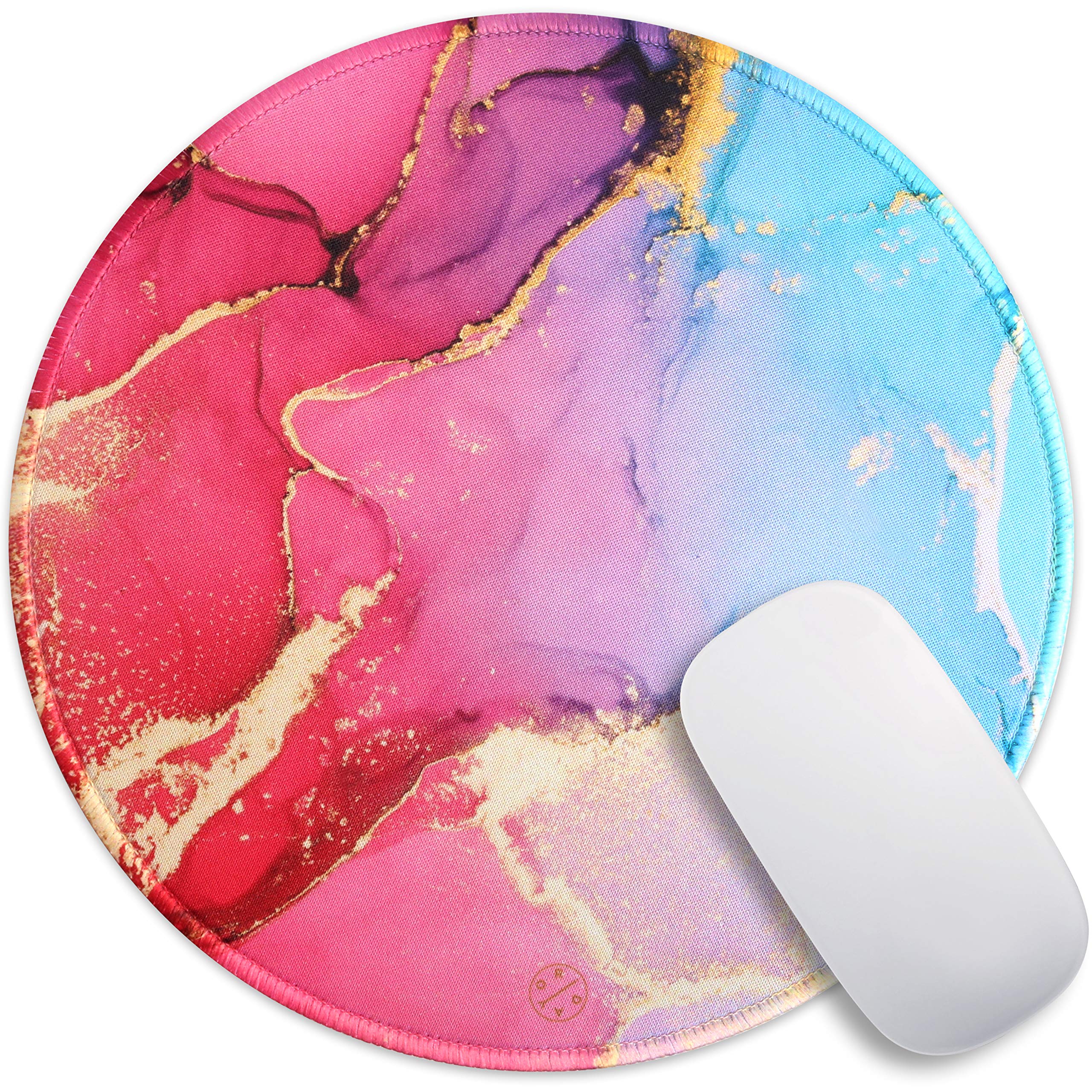 Oriday Customized Round Gaming Mouse Pad, Aesthetic, Stylish Circular Mousepad with Stitched Edge for Desk, Work, Home Office Decor, Washable, 8.7" x 8.7" Large Size, 3mm Thickness (Purple and Blue)