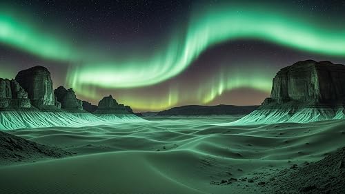 Dancing Neon Green Lights Aurora Sounds | Northern Sky Ambience | Nature FULL HD – vue 3
