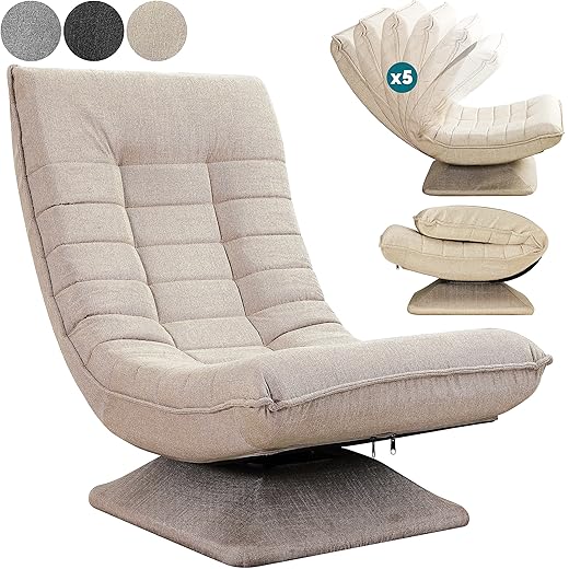 Casaria Armchair Adjustable 360° Rotatable Foldable – Cream