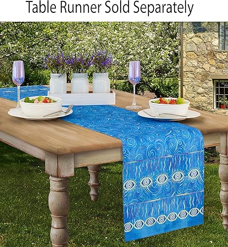 Miniatura 4 de Home Bargains Plus Juego de 4 manteles individuales rectangulares con diseño de ojo malvado azul, resistentes a las arrugas, al agua y a las