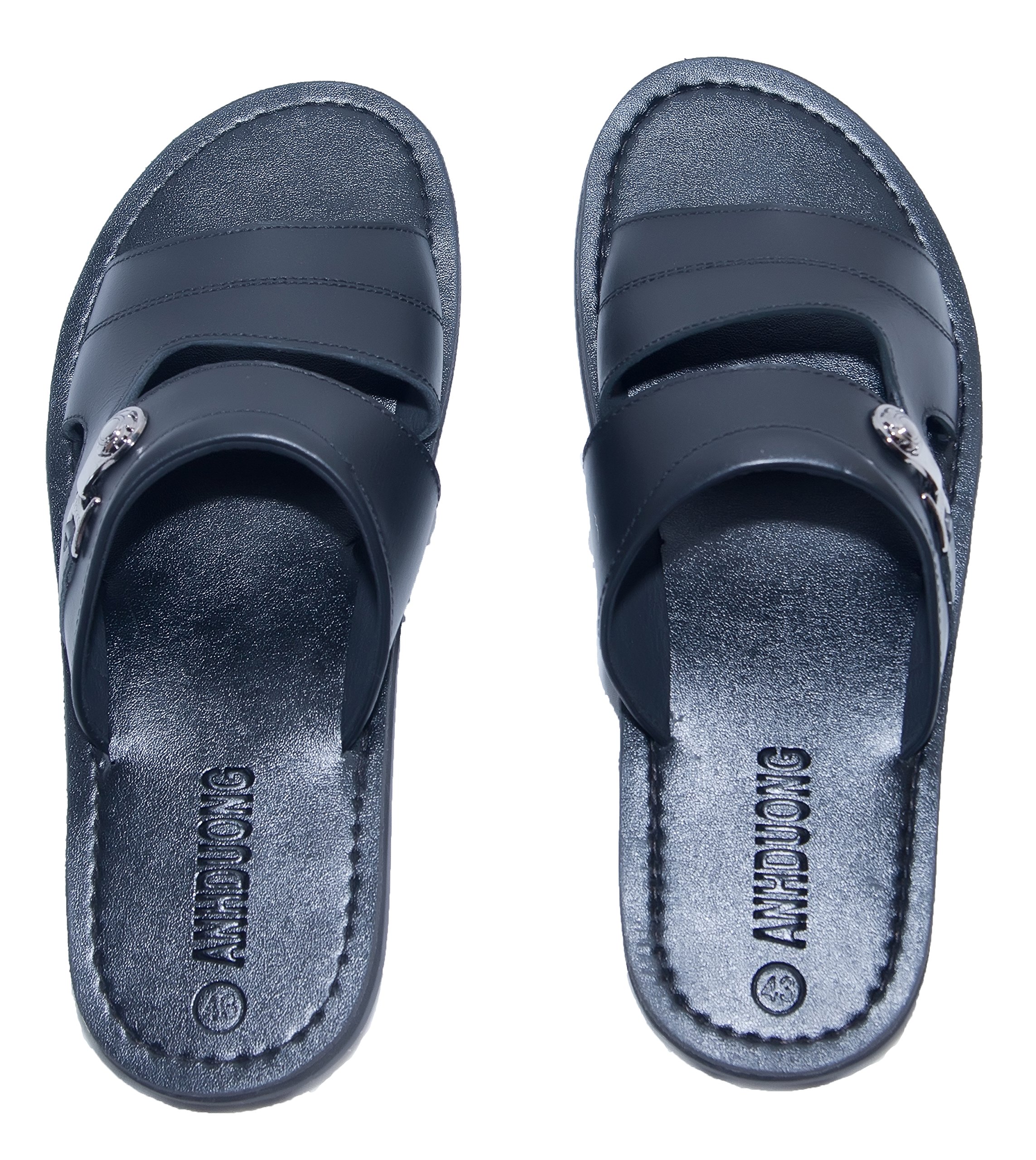 ANHDUONG Leather Sandals, Brown, Black Sandals for Men (8,5 D(M) US, Black)