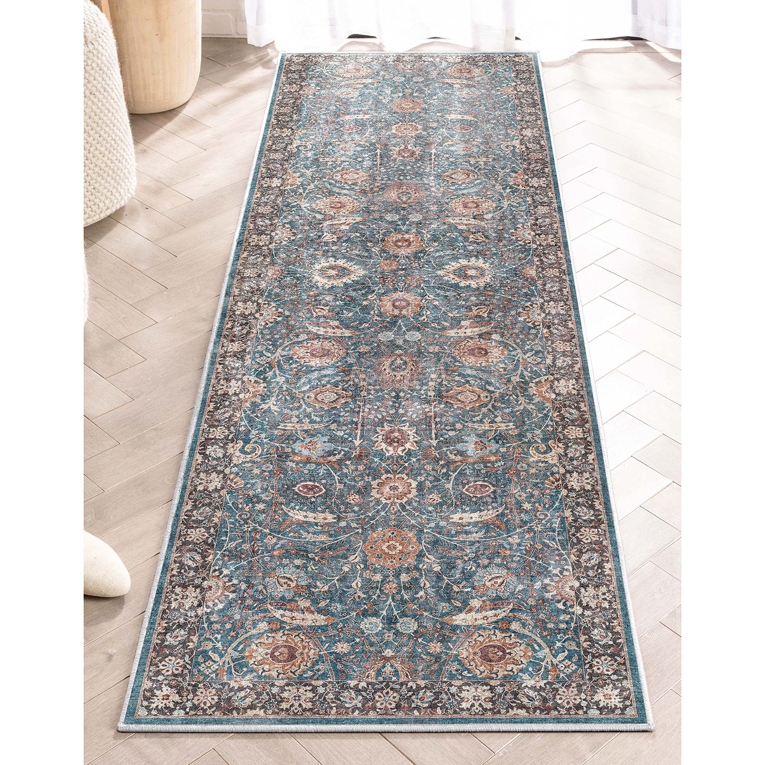 Well Woven Asha Collection Elegant Teal Blue Oriental 2x7 Runner Rug Perfect for Hallway or Entryway Ideal for High-Traffic Areas with