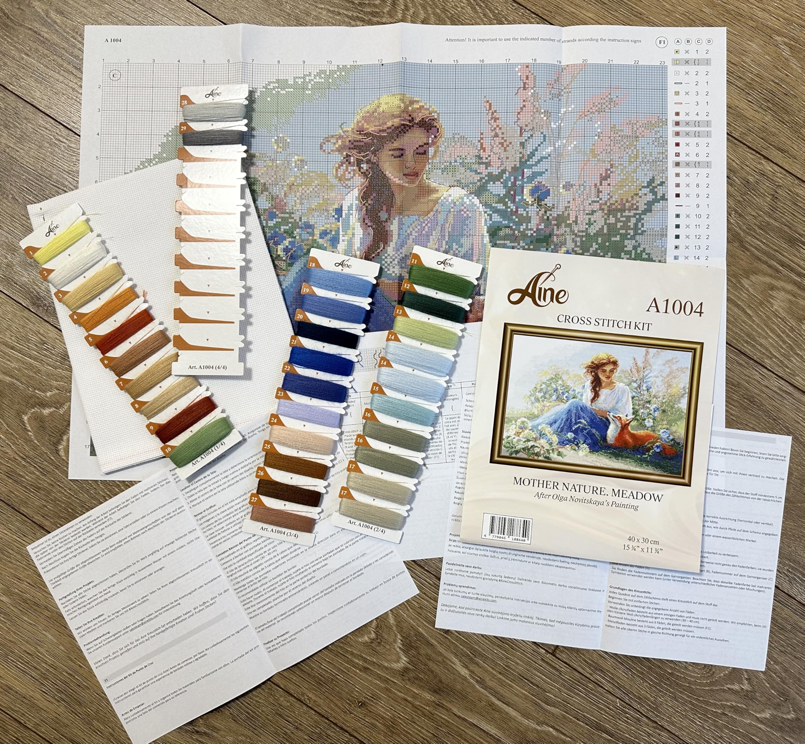 RIOLIS Aine - Madre Natura Kit Punto Croce 40x30: Ricamo Artistico Con Disegni Da Ricamare, Lana E Cotone Di Qualità - 6