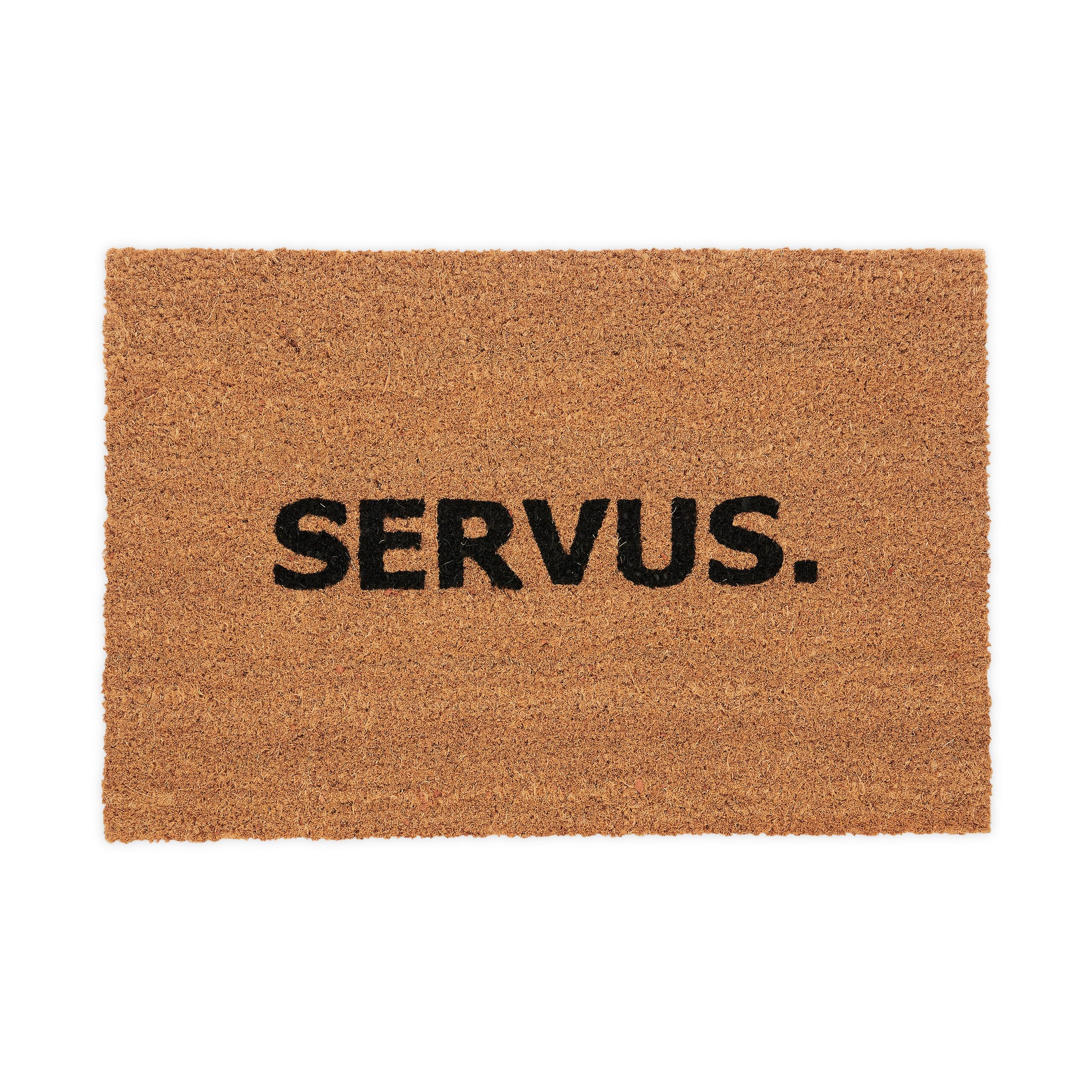 Tapis en coco pour entrée extérieure et intérieure motif Servus noir