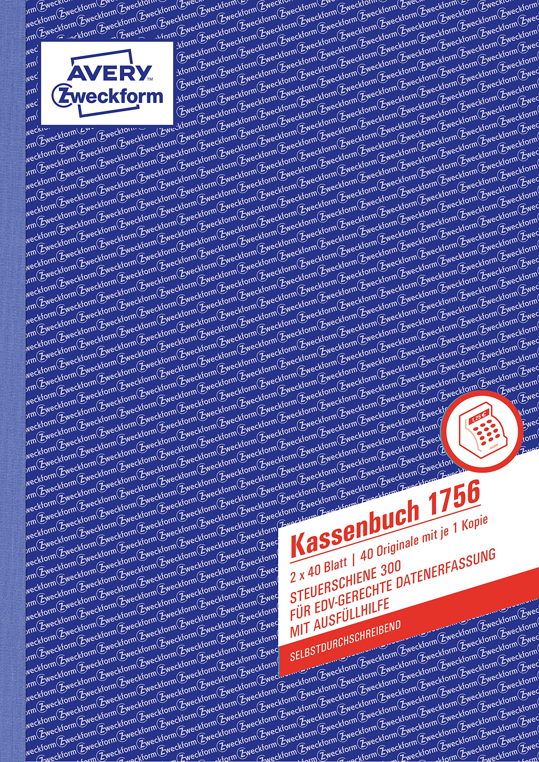 AVERY Zweckform 1756-10 Kassenbuch (A4, nach Steuerschiene 300, von Rechtsexperten geprüft, für Deutschland zur ordnungsgemäßen, kostengünstigen Buchführung, 2x40 Blatt) 10er-Pack, weiß/gelb