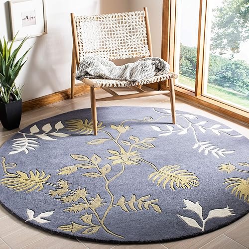 Miniatura 21 de SAFAVIEH Soho Collection SOH313A - Alfombra cuadrada de lana y viscosa de 8 pies, hecha a mano, color azul claro Azul/claro,Marrón,Gris oscuro,Gris