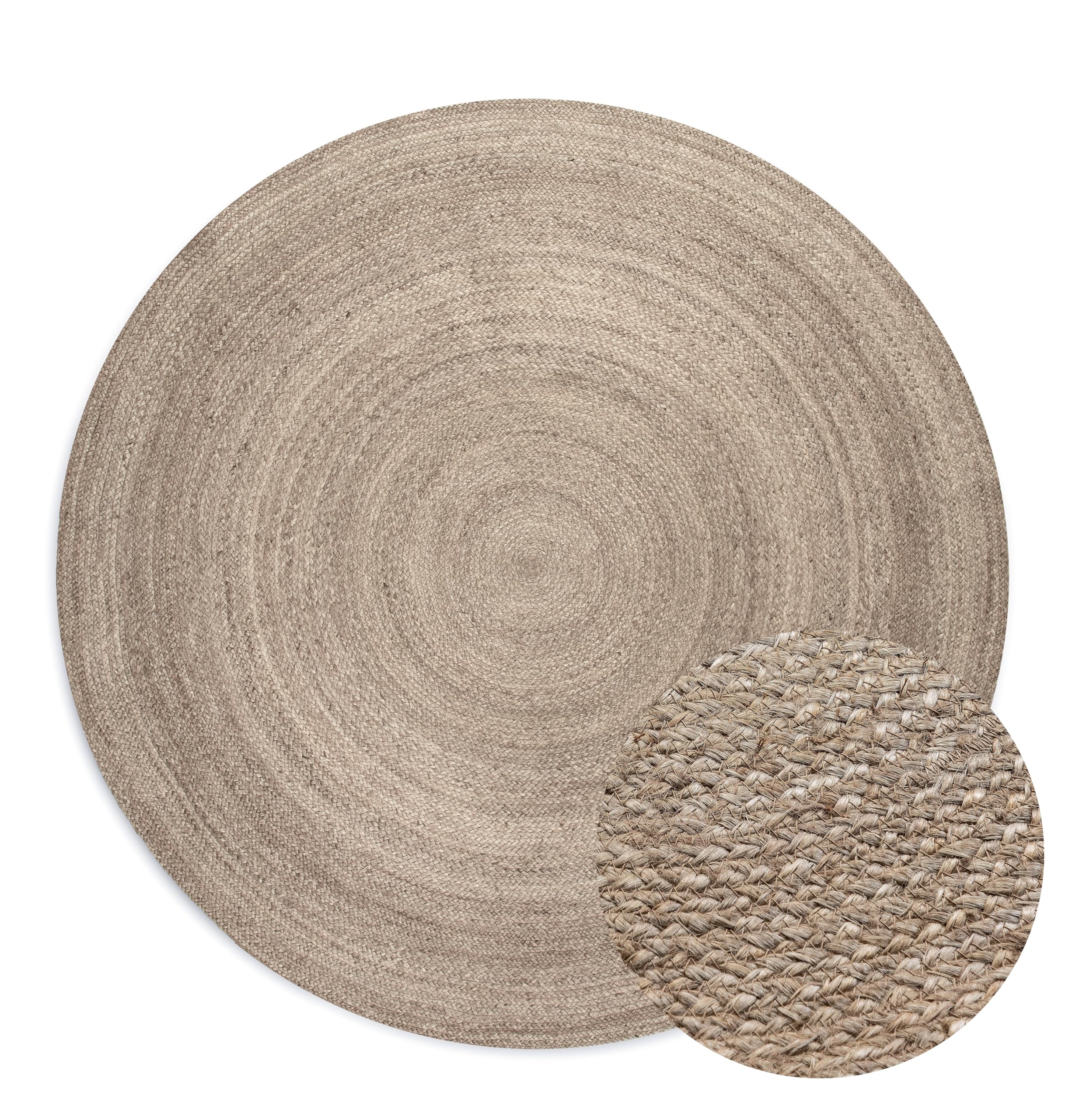 Hanse Home Jute Teppich Rangpur Rund – Natur Wohnzimmerteppich - Handgewebt & Natürlich – Boho Naturfaser Juteteppich für Wohnzimmer, Schlafzimmer, Esszimmer, Flur, Küche – Natur Braun, 200cm
