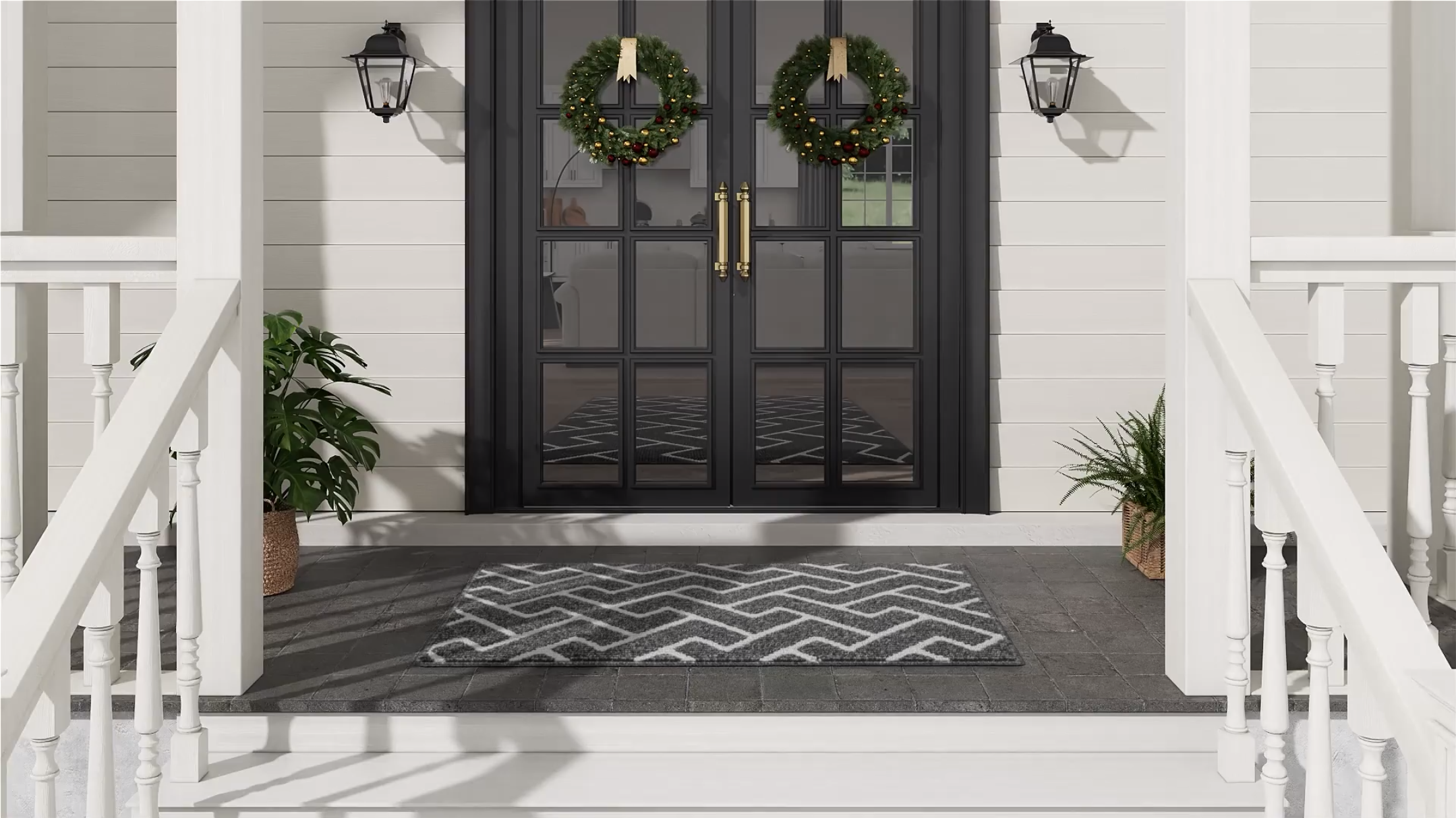 Biscpro Paillasson Intérieur Extérieur 60x90cm - Tapis Entrée Imperméable Antidérapant Absorbant Lavable Gris