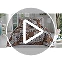 VAPUTAR Queen Size Quilt Set - Reversible Floral Queen Size Bedspreads with Wavy Edges - Lightweight Farmhouse Queen Quilt Bedding Sets for Bed Decorations, 3 Pieces