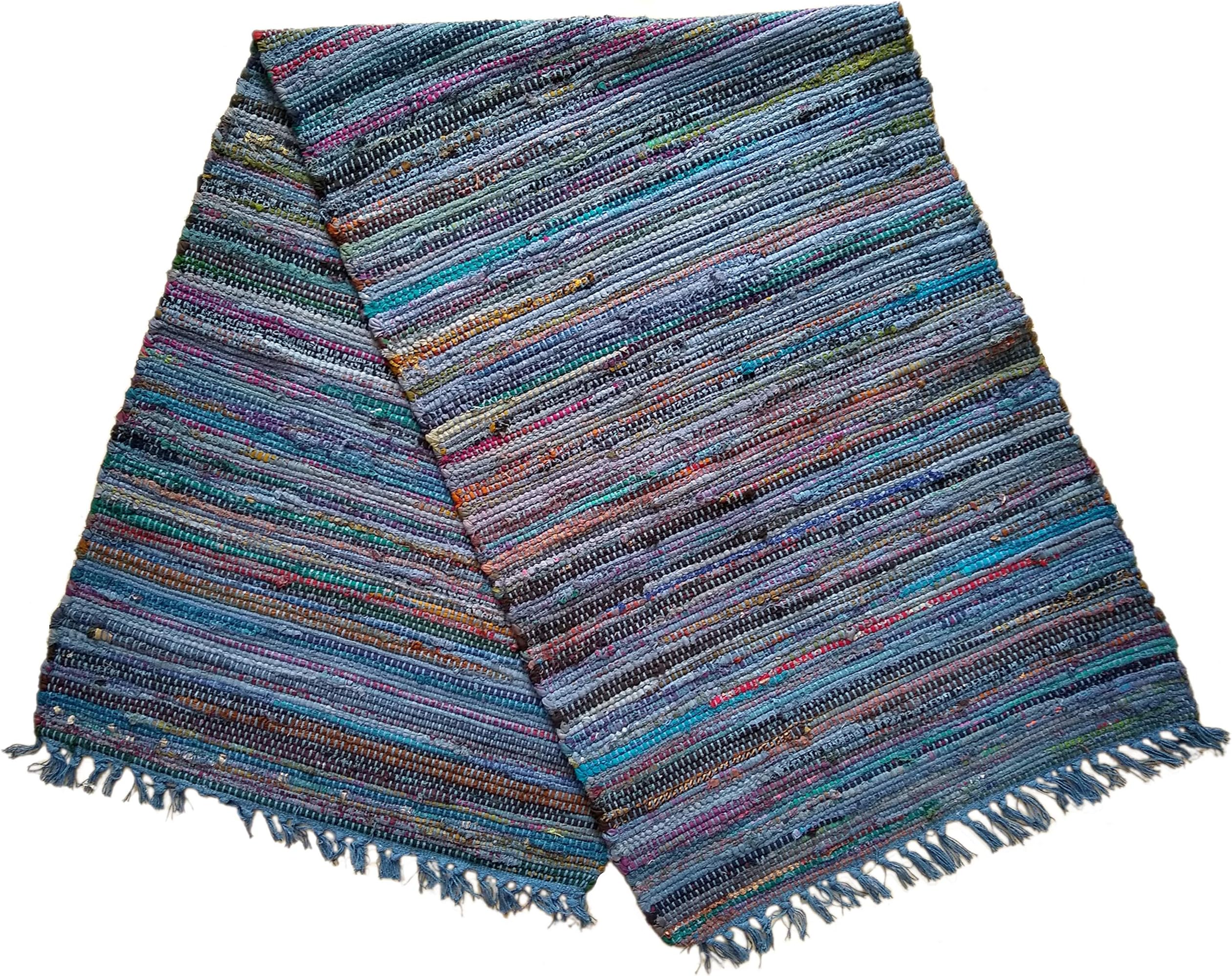 Sturbridge Country Rag Rug in Denim 24" x 72"