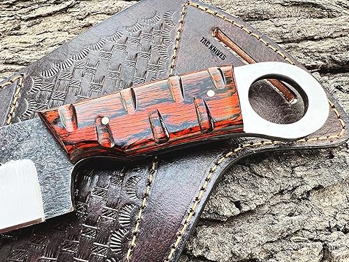 Miniatura 7 de TAC KNIVES Cuchillo de Caza al Aire Libre para Acampar de Hoja Fija de Espiga Completa de 7'' en Funda Regalo Para Él Acero de Alto Carbono 1095