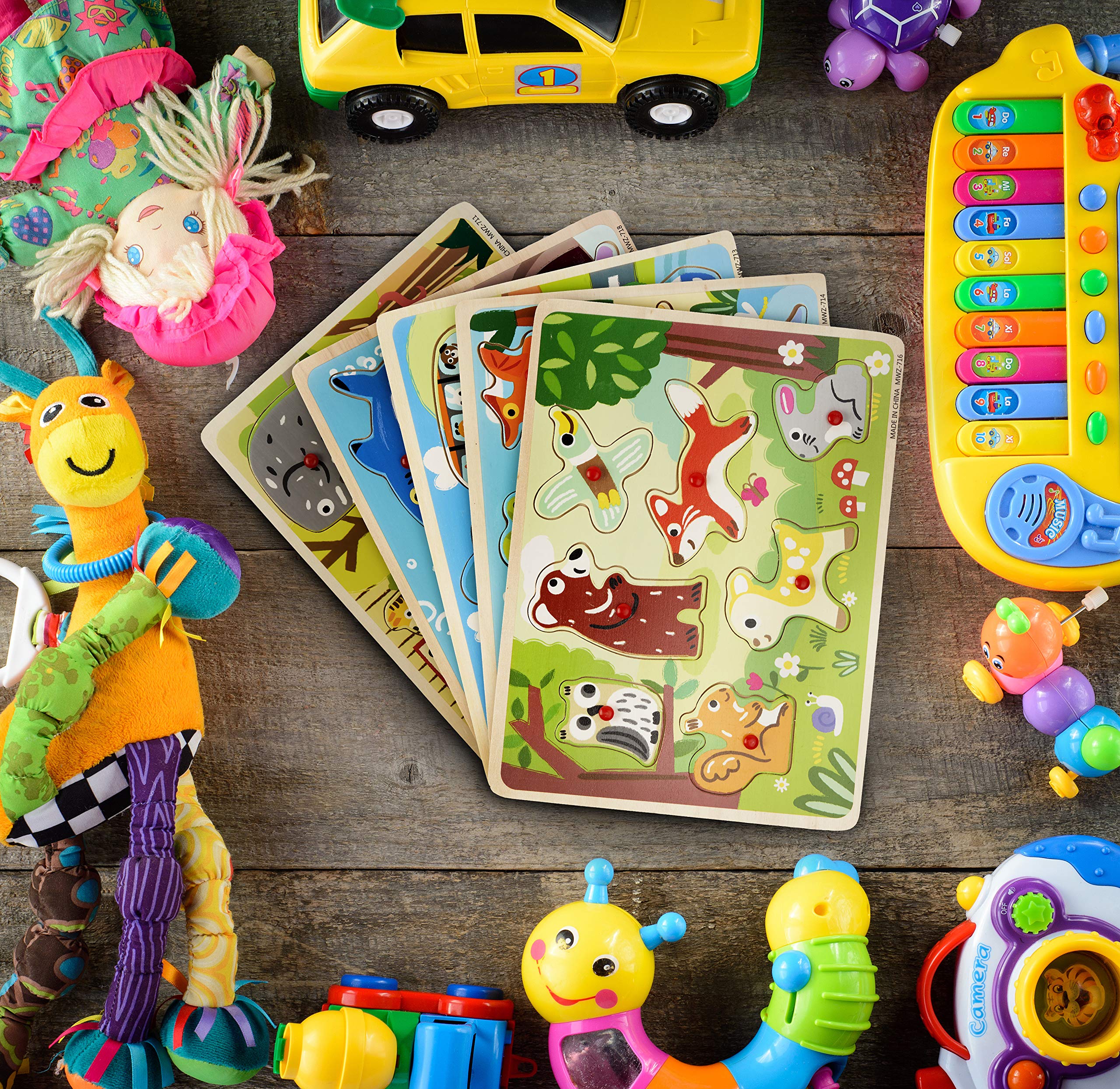 THE TWIDDLERS 5 Giocattolo Educativo Puzzle in Legno per Bambini - Colori Vivaci