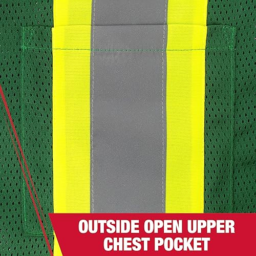 Miniatura 4 de Radians SV22-1 Economy Tipo O Clase 1 Chaleco de Seguridad Tamaño Extra Grande, Malla Verde Cazador con Cinta de Contraste - 1 Cada Uno