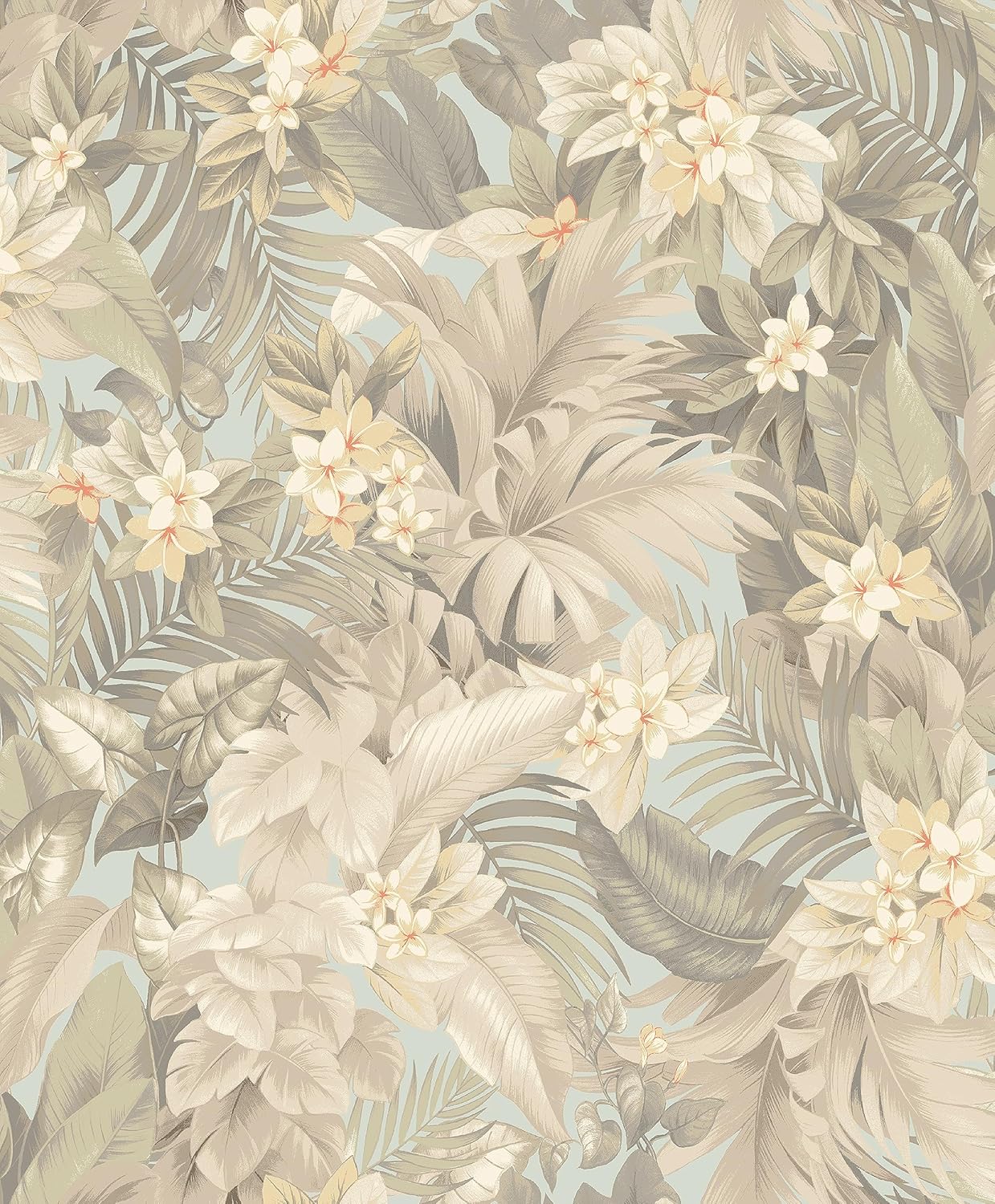 Tommy Bahama - Peel and Stick Designer Wallpaper, Coastal, Floral Wallpaper, Self Adhesive, Vinyl, 30.75 Sq Ft Coverage (Umbrella Palm Collection, Seaspray)