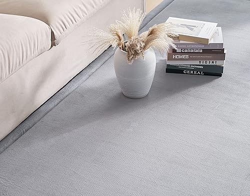 Miniatura 3 de ALEGTER Alfombra de pelo gris coral con parte trasera antideslizante en el reverso del tapete de piso, alfombra grande de color sólido adecuada para