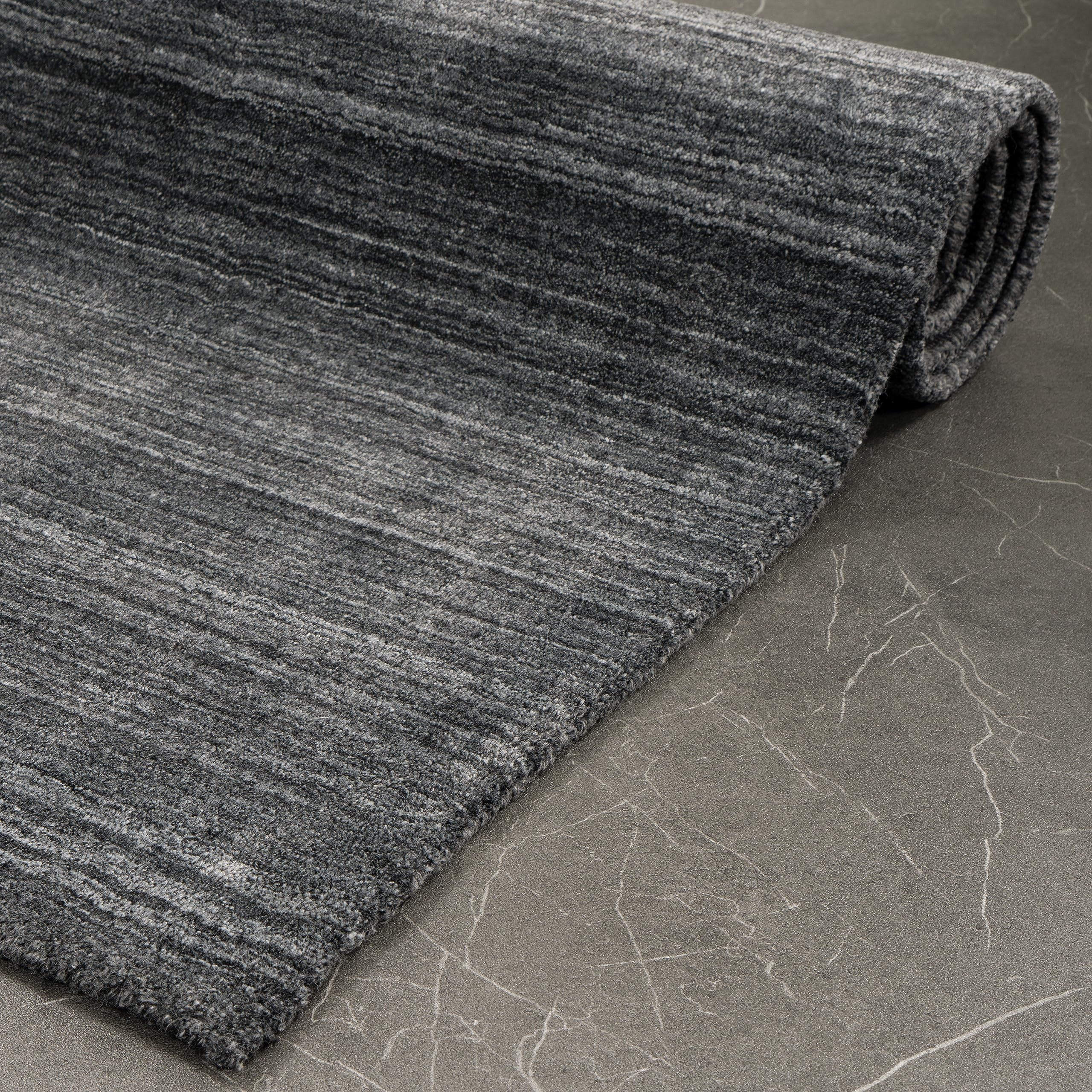 120 x 170 Teppich Wohnzimmer Anthrazit Natur Wolle modern Wohnzimmerteppich Melange dezent Feng Shui Luxus Zertifiziert Made in Germany Design Manufaktur Markenteppich Oeko TEX