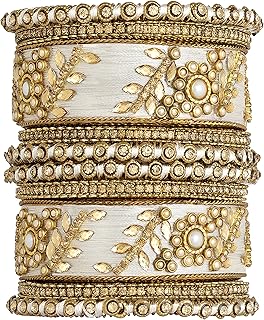 Sponsored Ad – Traditional Wedding Designer Silk Thread Faux Stone Studded Bridal Bangle Set Chuda Indian Ethnic Bollywood Fashion Jewelry for Women