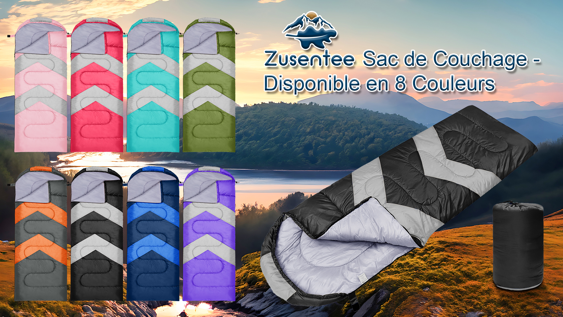 Sac De Couchage Zusentee – 75x200 Cm – 3-4 Saisons – Imperméable, Léger – Capuche, Fermeture Double – Pour Adulte, Rando, Camping – Orange