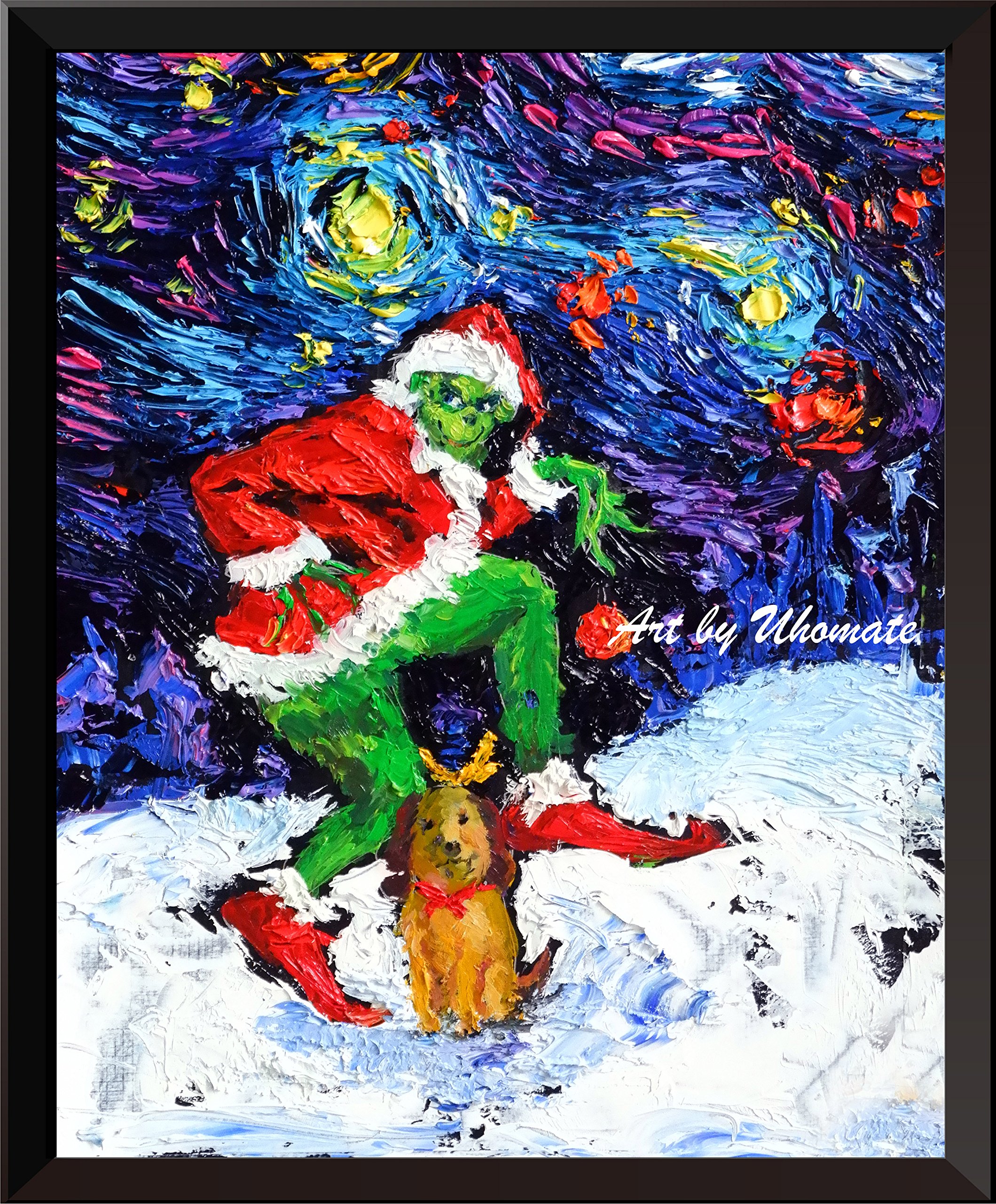 UhomateThe Grinch Christmas Ornaments Posters Vincent Van Gogh Starry Night Posters Home Canvas Wall Art Print Nursery Decor Living Room Wall Decor A072 (13X19)
