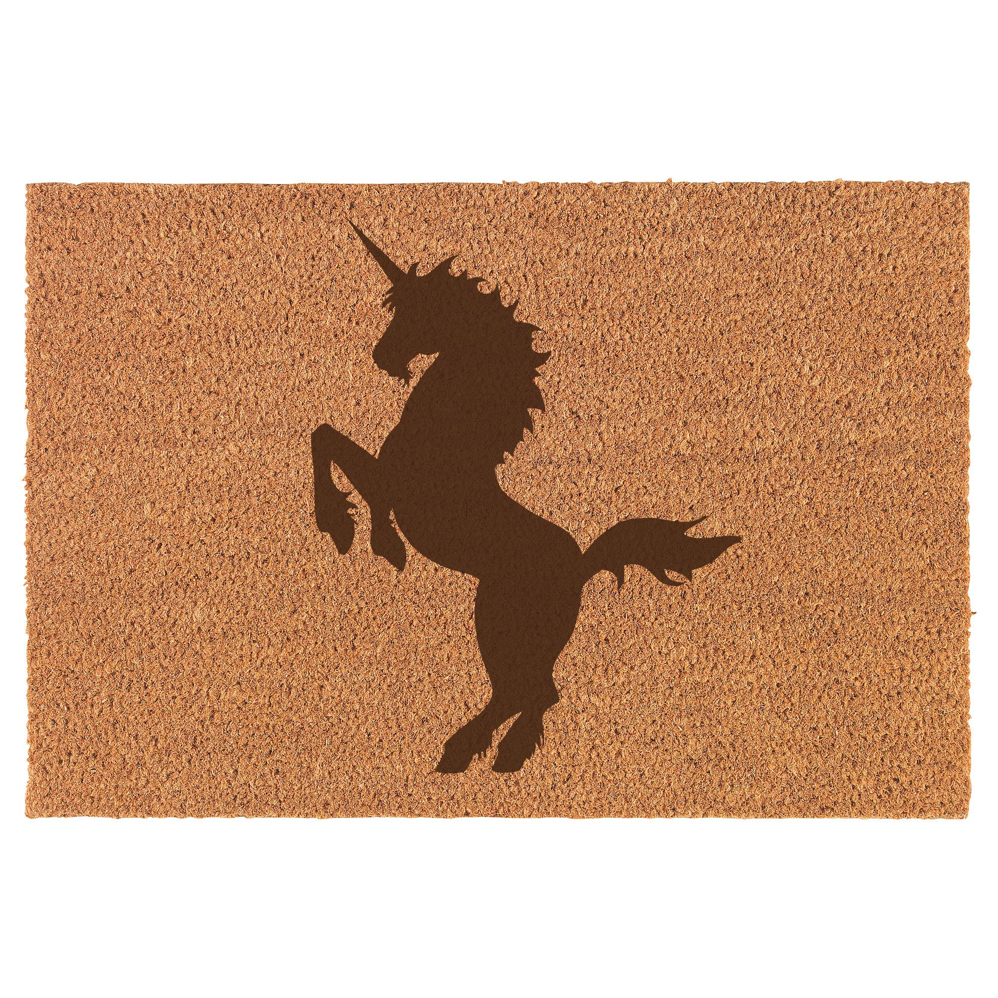 Daylor Unicorn Doormat Brown Natural Coir Rectangular Front Entry Non Slip Door Mat (18 in. x 30 in.)