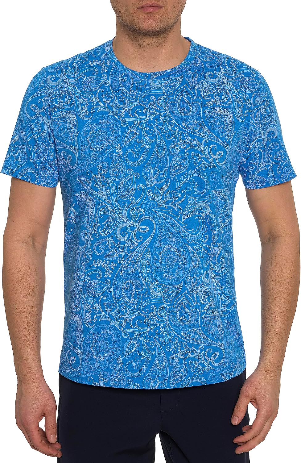 Robert Graham Men's Swanson Short Sleeve Crew Neck Graphic T-Shirt, Premium Cotton Knit Top, Classic-Fit & Richly Detailed