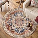 8x10 Lavable Grand Boho Zone Rug pour salon Chambre Bureau Cuisine Entrée Salle à manger Non Slip Soft Low-Pile Deerly Ancienne ferme Bohème Rug, Brickred