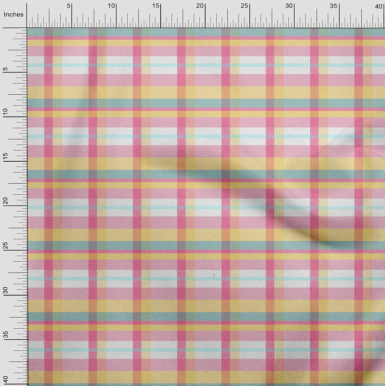 oneOone Cotton Jersey White Fabric Madras Check Quilting Supplies Print Sewing Fabric by The Yard 58 Inches Wide