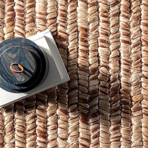 Miniatura 7 de nuLOOM Kateline - Alfombra casual de yute a rayas, 5 x 8 pies, color natural