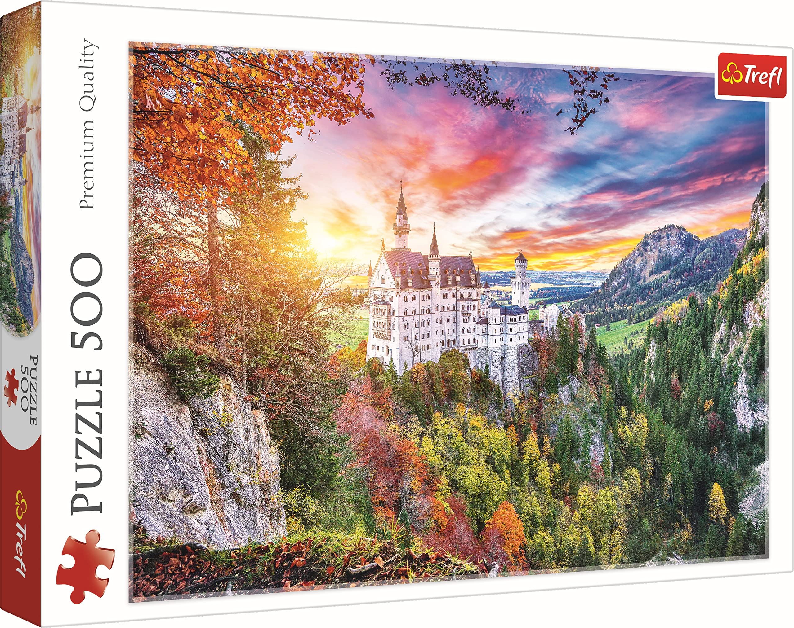 Trefl 500 Piezas-Paisaje, Bosque, Baviera, Entretenimiento Creativo, Diversión, Rompecabezas Clásicos para Adultos y niños 10+ Puzzle, Color vista del Castillo de neuschwanstein, Alemania (37427)