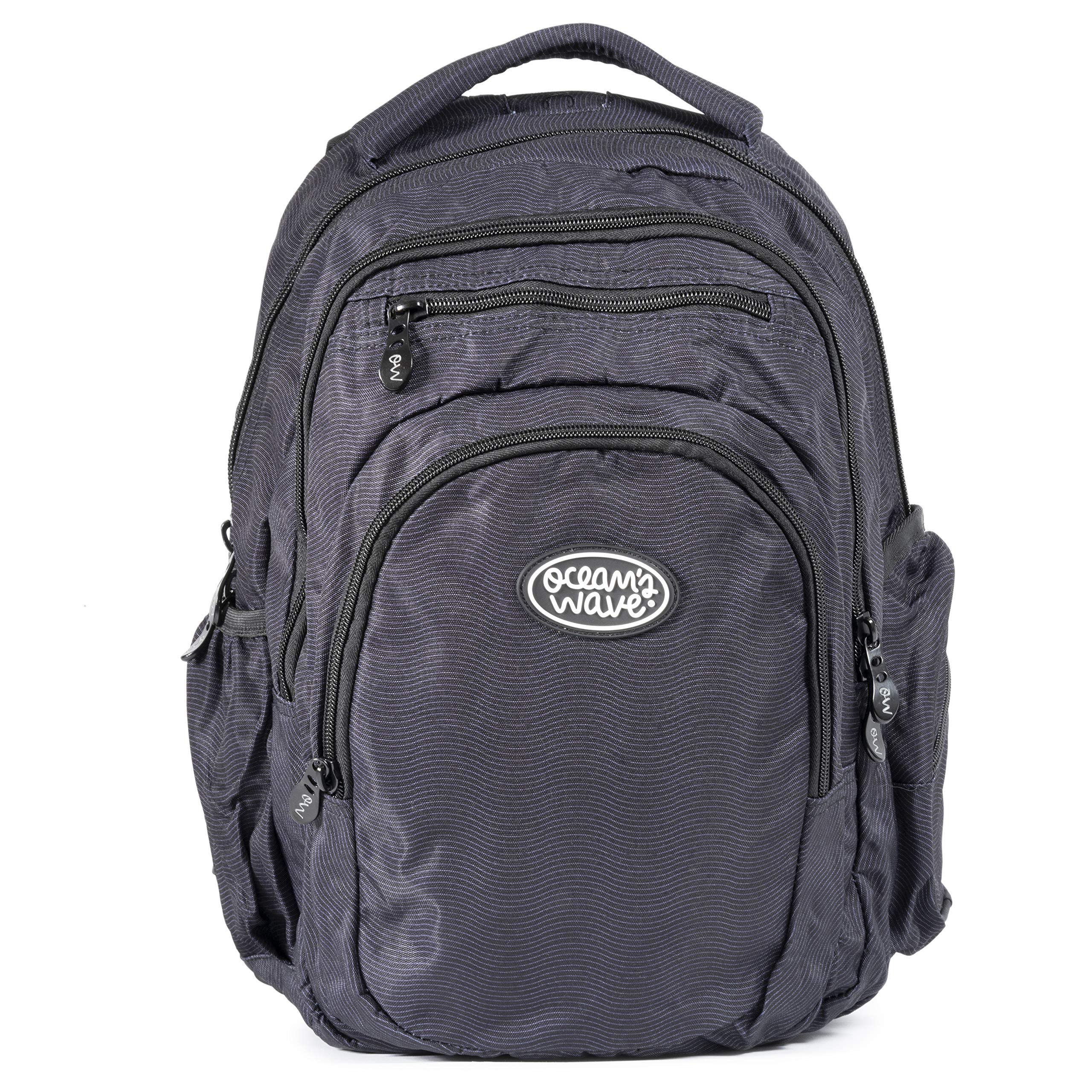 OCEAN'S WAVE - Mochila Multizipper con 5 Compartimentos - Mochila Escolar con Asa y Tirantes Acolchados - Mochila Unisex Resistente - Medidas 49 x 37 x 27 cm