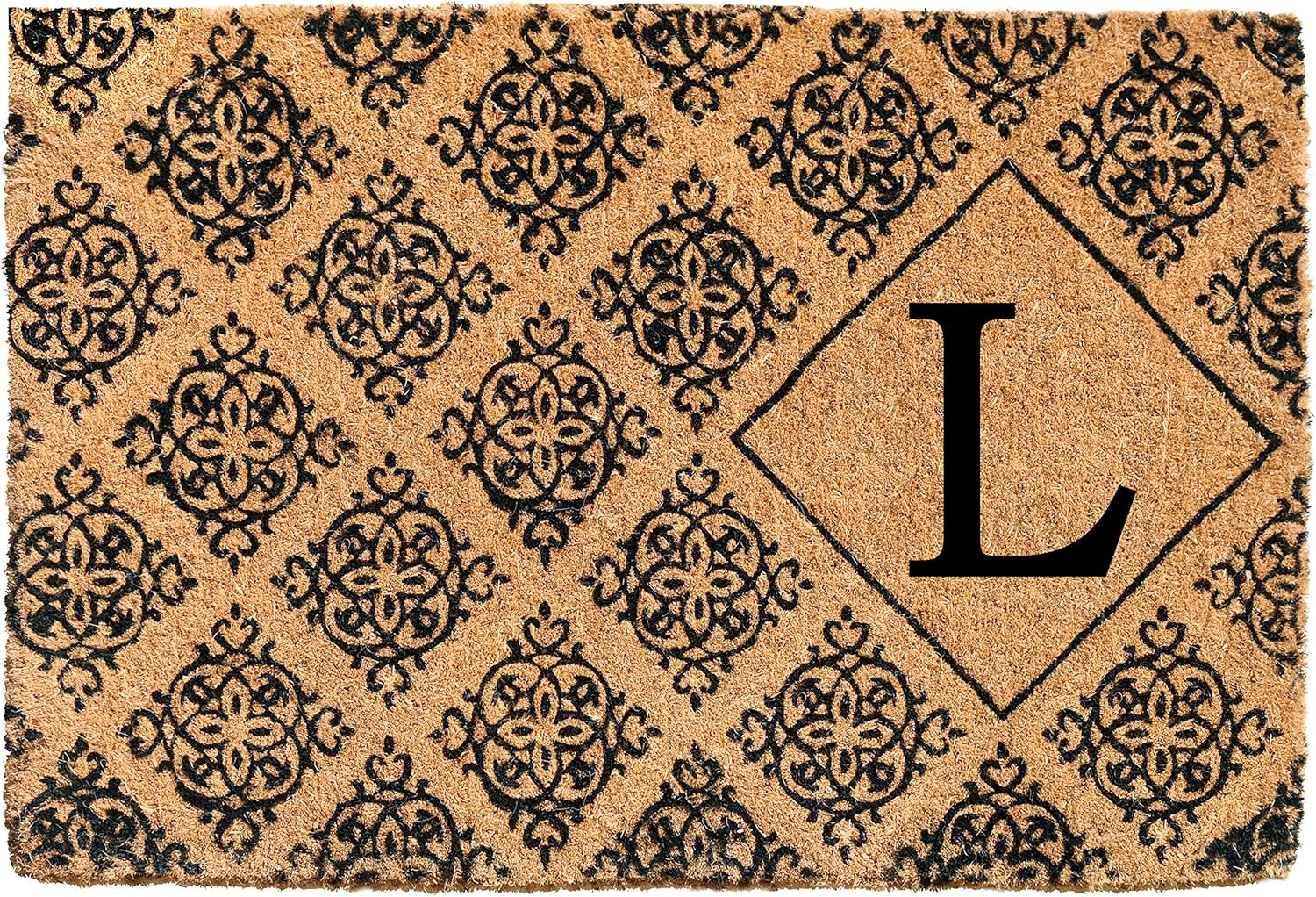 103332436 Regency Monogram Doormat 24" x 36" x 1.5", Black/Natural (Letter P)