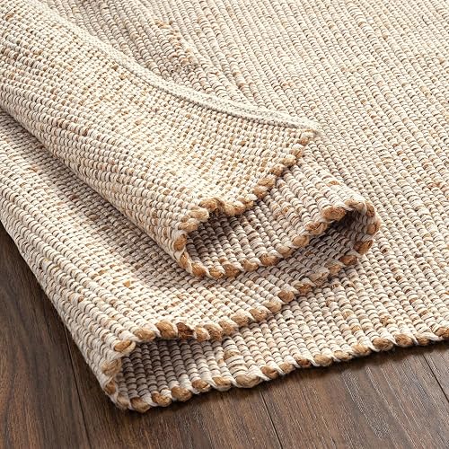 GRUHUM Jute Cotton Area Rug 10X13ft Natural Hand Woven Farmhouse