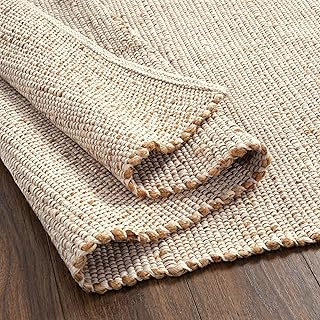 GRUHUM Jute Cotton Area Rug 6'x9' ft Rectangle Hand Woven Natural Farmho...