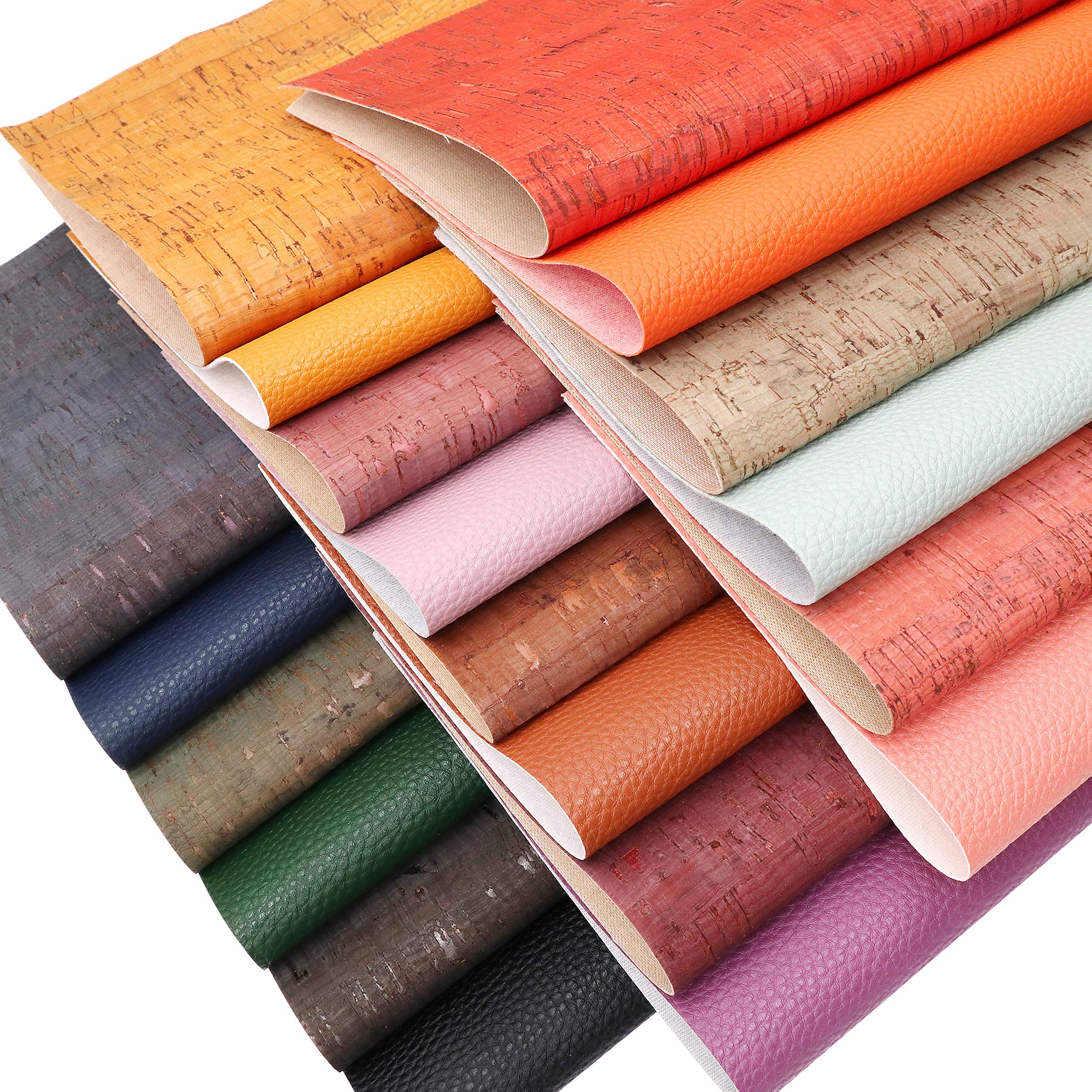 LOTOFUN -30 pezzi/set di colori casuali mix 15x20 cm/6x20 pollici tessuto in ecopelle fogli A5 PU similpelle Bundle assortiti per capelli fiocchi fare orecchini artigianato (confezione regalo casuale