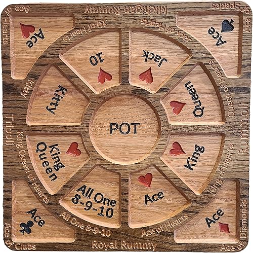 Edición limitada 16"x16" Roble rojo sólido Tripoli, Michigan Rummy o Rummoli Board 8-9-10 NTT