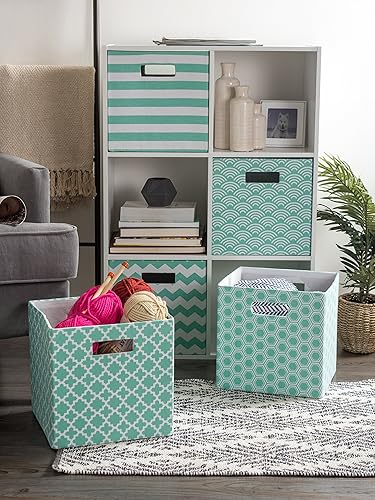 Miniatura 8 de DII Colección de cubos de poliéster - Cubo plegable de lados duros, 13 x 13 x 13 pulgadas, color aguamarina