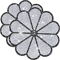 Vista 40 de Juego de 2 manteles individuales cuadrados incrustados con diamantes de imitación plateados