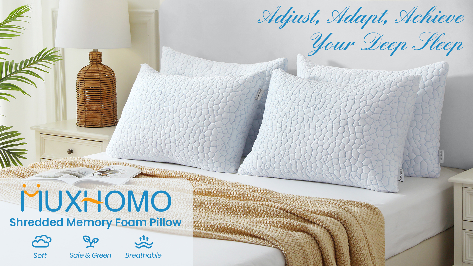 Almohada Espuma Viscoelástica Ajustable Queen Blanco miniatura 7