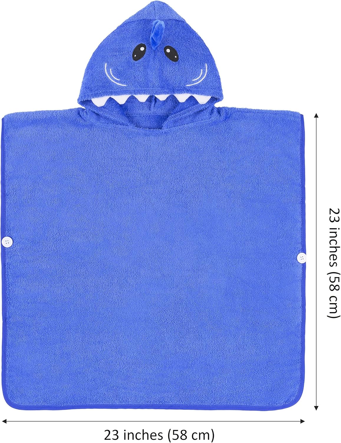 Hudz Kidz Premium Hooded Towel Poncho for Kids & Toddler - 100% Cotton (Blue Shark)