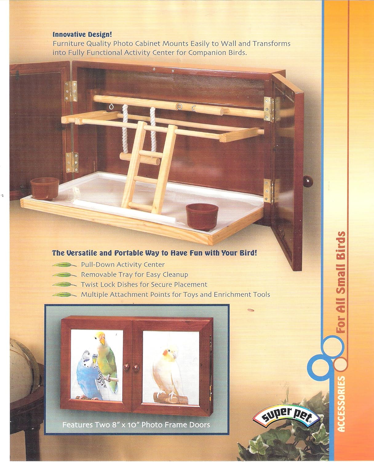 Featheredfun Wall Mount Activity Center Bird Perches