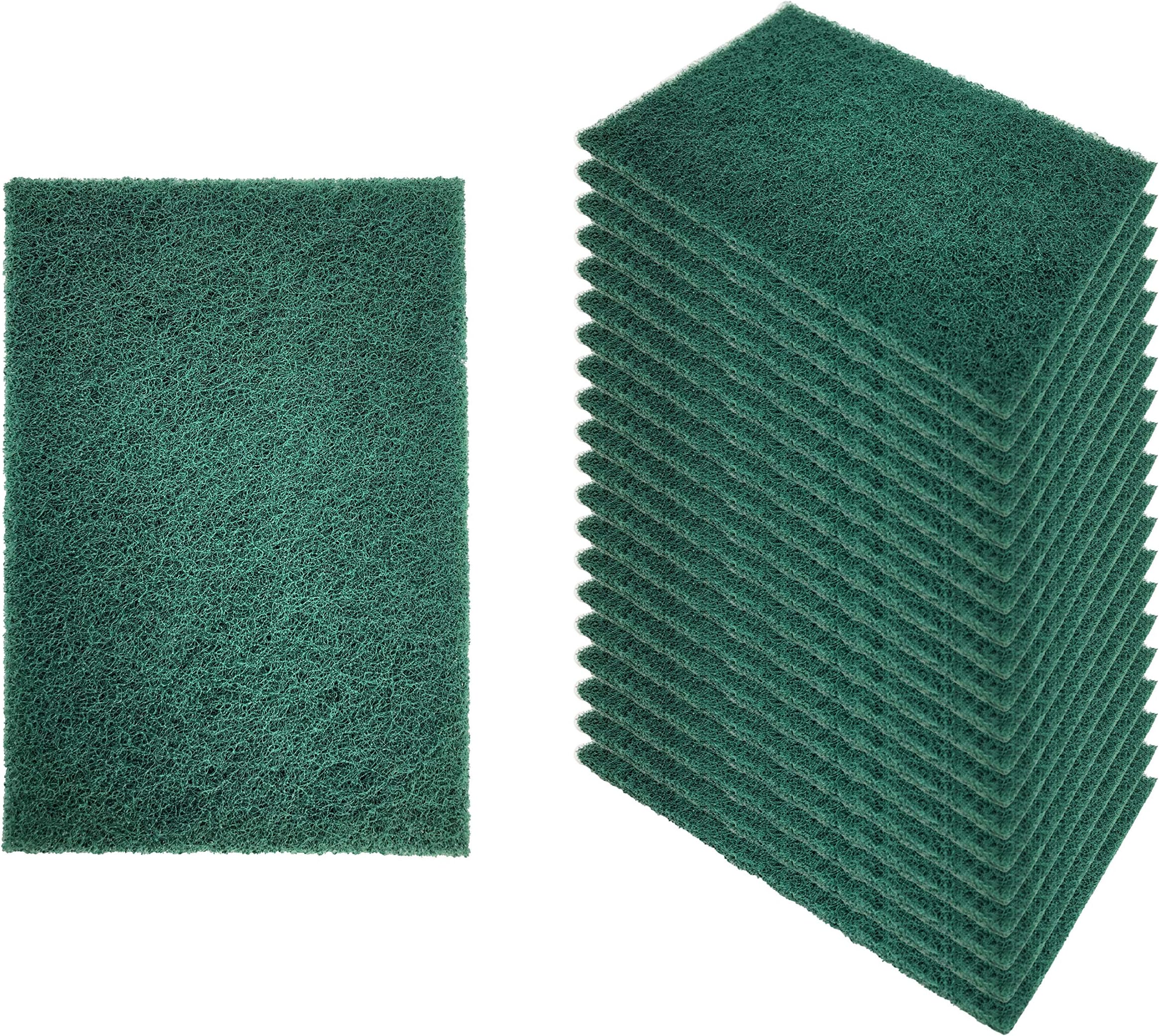 KLEEN HANDLER Green Medium Duty Cleaning Pads | Medium Duty Kitchen Scrub, Scouring Pads for Dishes, Bathroom, Household General Cleaning, Eco-Friendly (Pack of 20)
