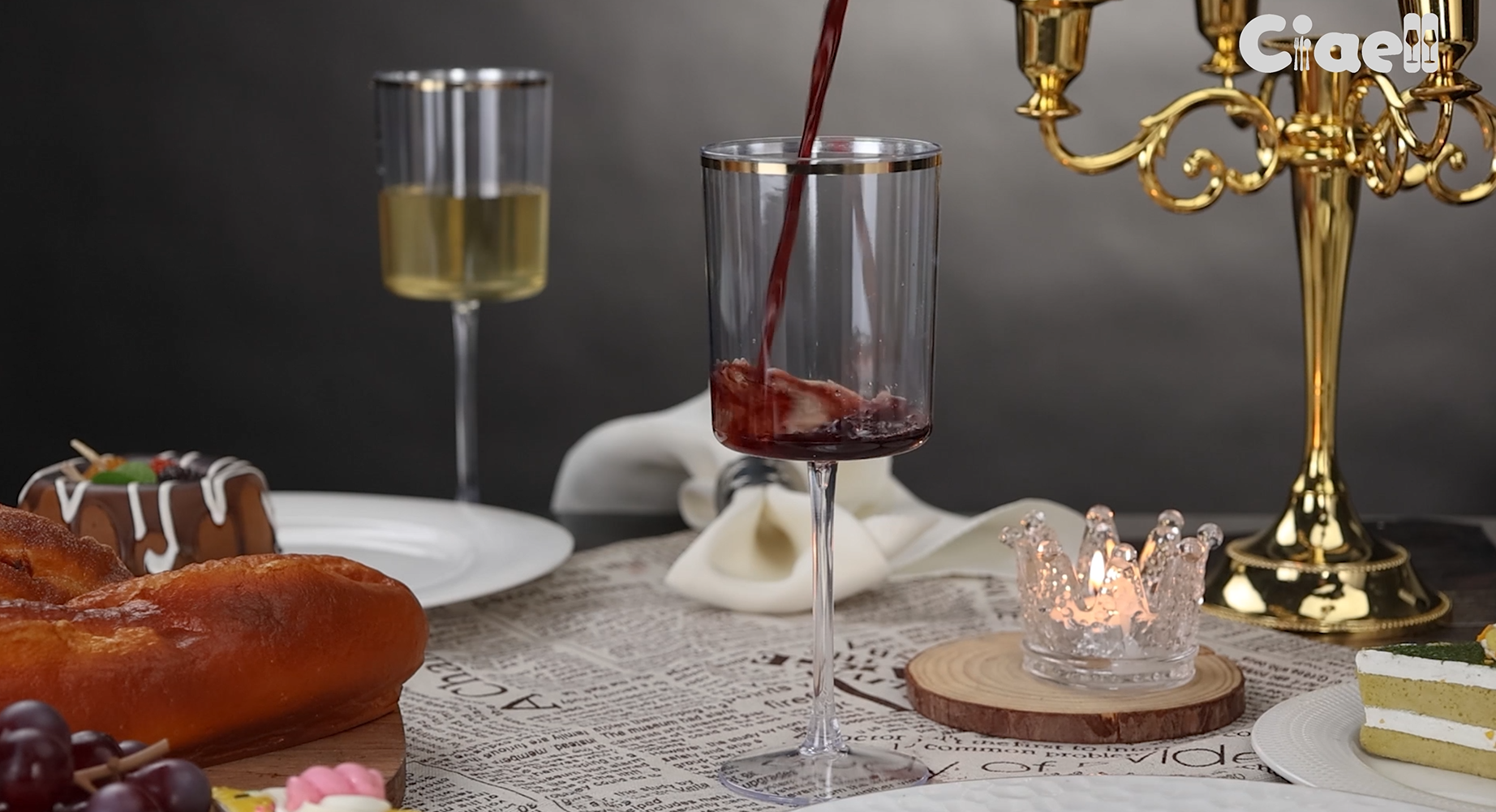 gold stem wine glasses Gold Pine Tree Wine Glasses